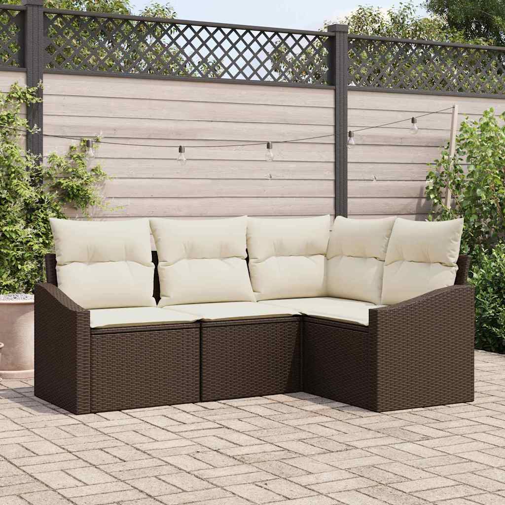 vidaXL Conjunto de Sofás com almofada 4 pcs Preto vime PE