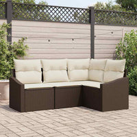 vidaXL Conjunto de Sofás com almofada 4 pcs Preto vime PE