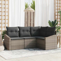 vidaXL Conjunto de Sofás com almofada 4 pcs Preto vime PE