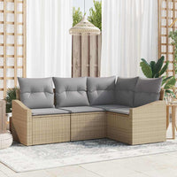 vidaXL Conjunto de Sofás com almofada 4 pcs Preto vime PE
