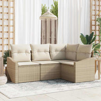 vidaXL Conjunto de Sofás com almofada 4 pcs Preto vime PE