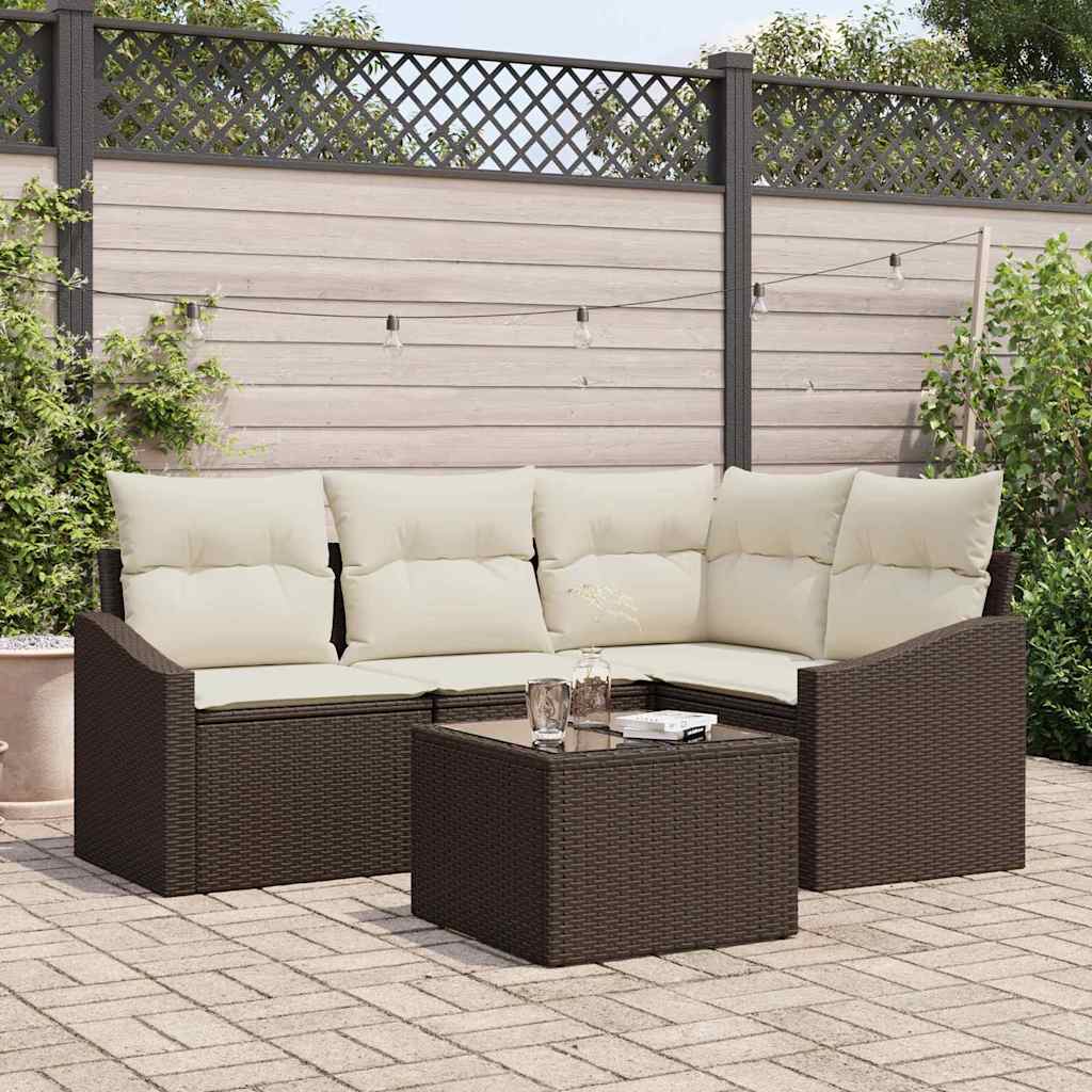 vidaXL Conjunto de Sofás com almofada 4 pcs Preto vime PE