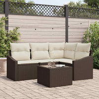 vidaXL Conjunto de Sofás com almofada 4 pcs Preto vime PE