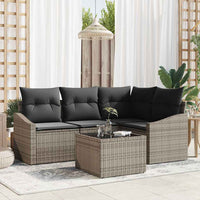 vidaXL Conjunto de Sofás com almofada 4 pcs Preto vime PE