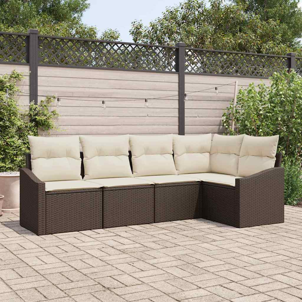 vidaXL Conjunto de Sofás com almofada 5 pcs Preto vime PE