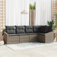 vidaXL Conjunto de Sofás com almofada 5 pcs Preto vime PE