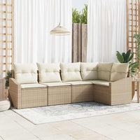 vidaXL Conjunto de Sofás com almofada 5 pcs Preto vime PE