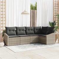 vidaXL Conjunto de Sofás com almofada 5 pcs Preto vime PE