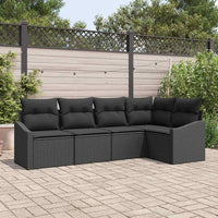 vidaXL Conjunto de Sofás com almofada 5 pcs Preto vime PE