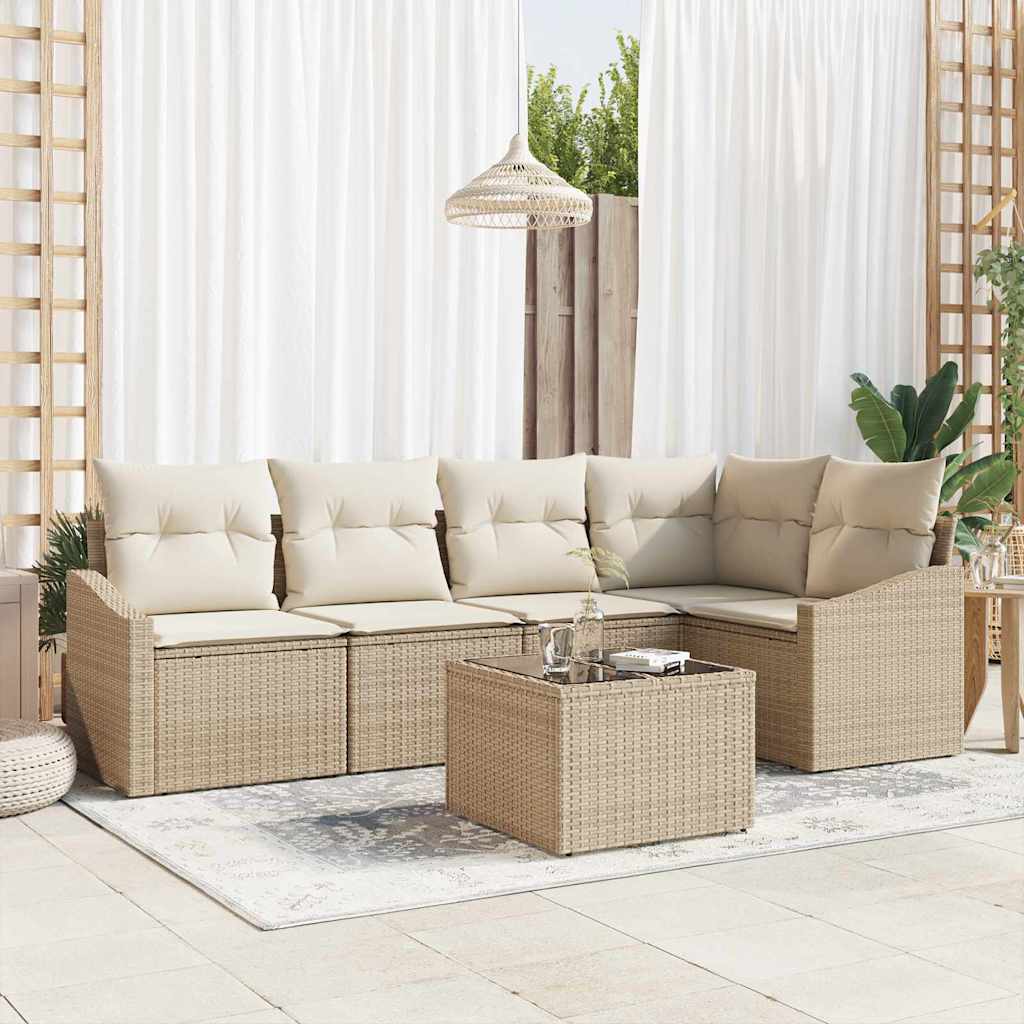 vidaXL Conjunto de Sofás com almofada 5 pcs Preto vime PE