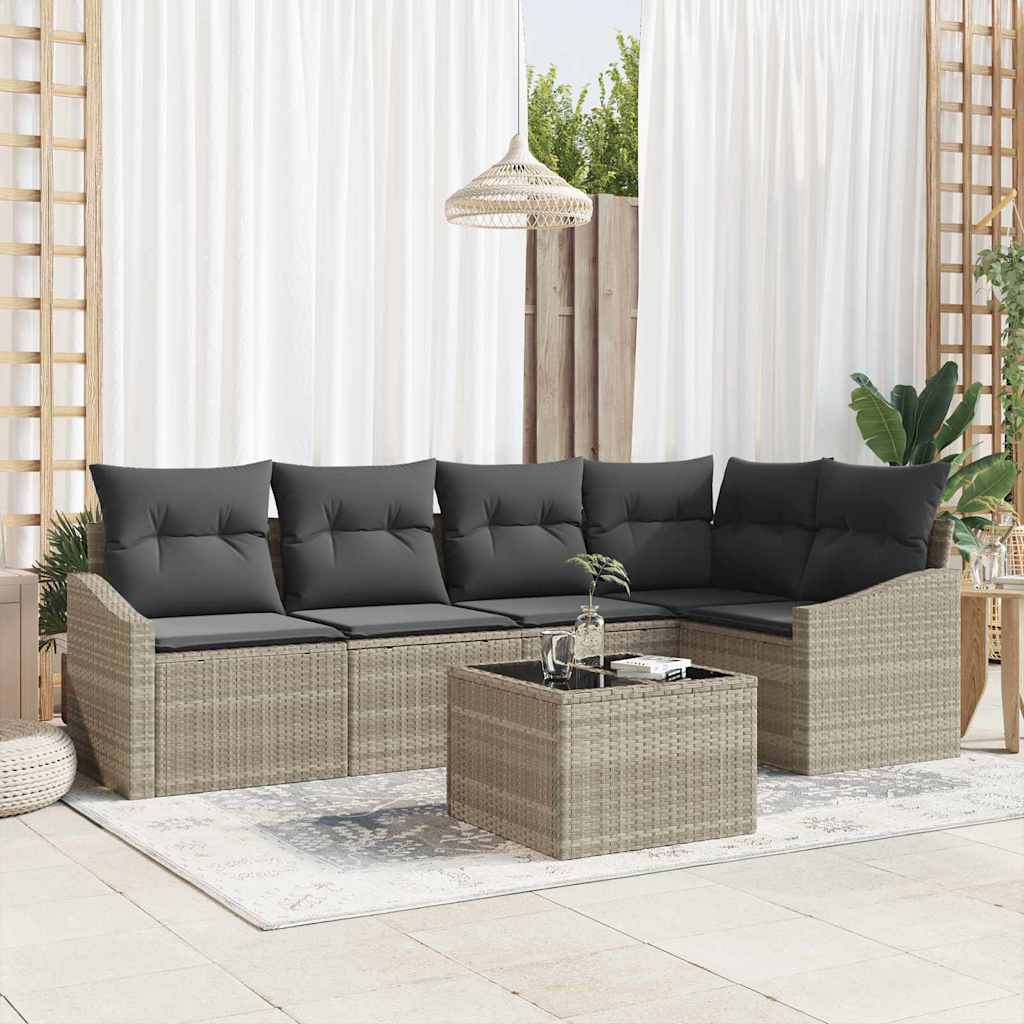 vidaXL Conjunto de Sofás com almofada 5 pcs Preto vime PE