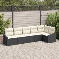 vidaXL Conjunto de Sofás com almofada 6 pcs Preto vime PE