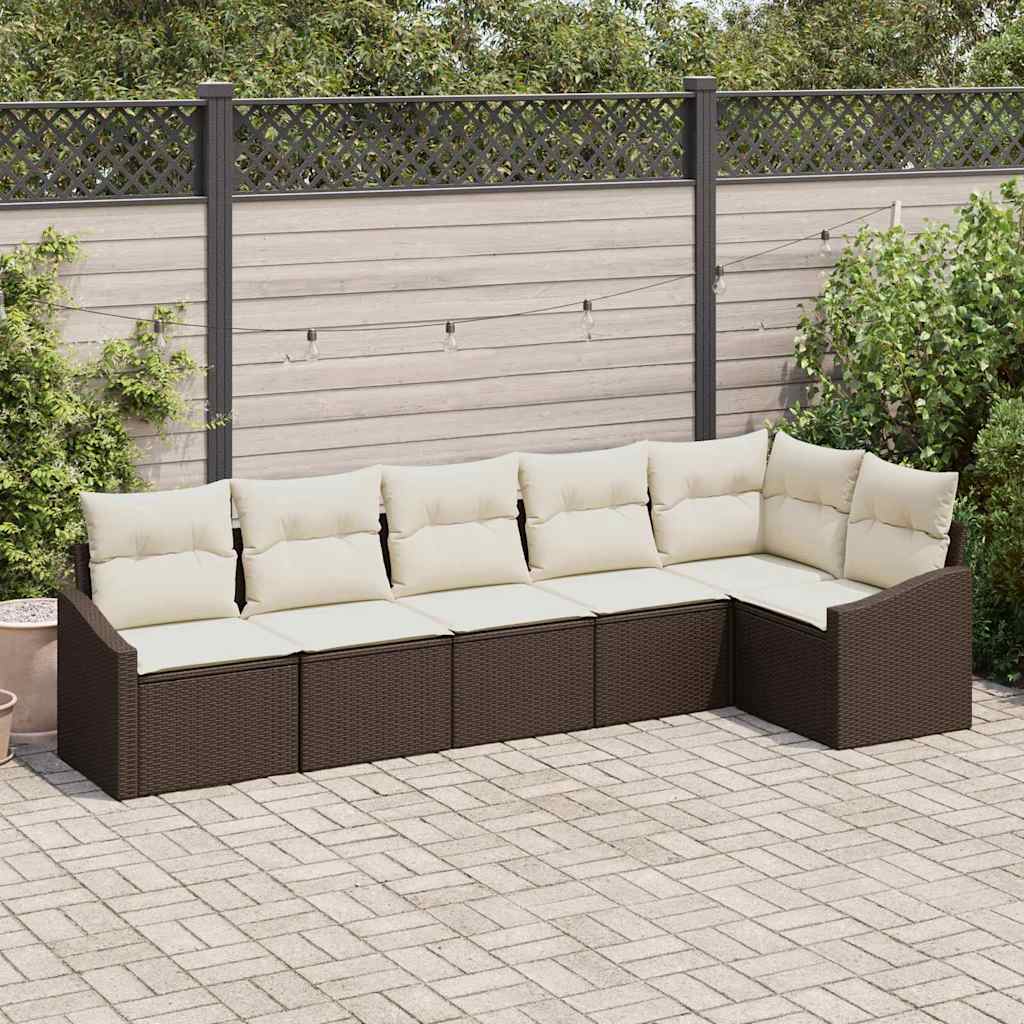vidaXL Conjunto de Sofás com almofada 6 pcs Preto vime PE