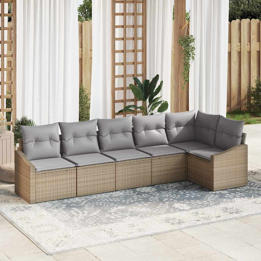 vidaXL Conjunto de Sofás com almofada 6 pcs Preto vime PE