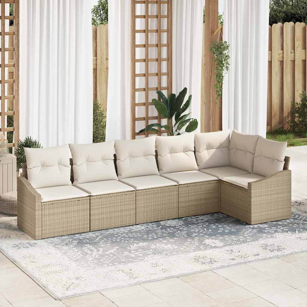 vidaXL Conjunto de Sofás com almofada 6 pcs Preto vime PE
