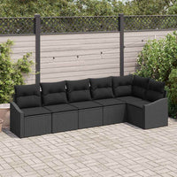 vidaXL Conjunto de Sofás com almofada 6 pcs Preto vime PE