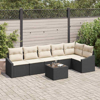 vidaXL Conjunto de Sofás com almofada 6 pcs Preto vime PE
