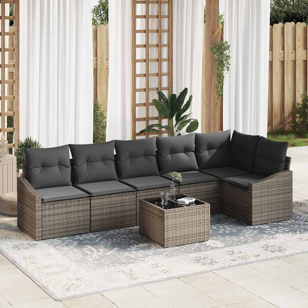 vidaXL Conjunto de Sofás com almofada 6 pcs Preto vime PE