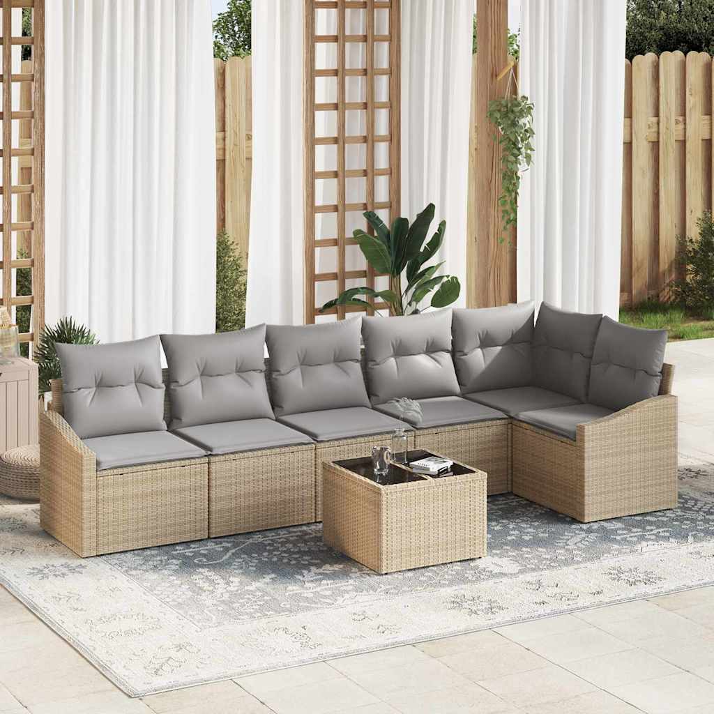 vidaXL Conjunto de Sofás com almofada 6 pcs Preto vime PE