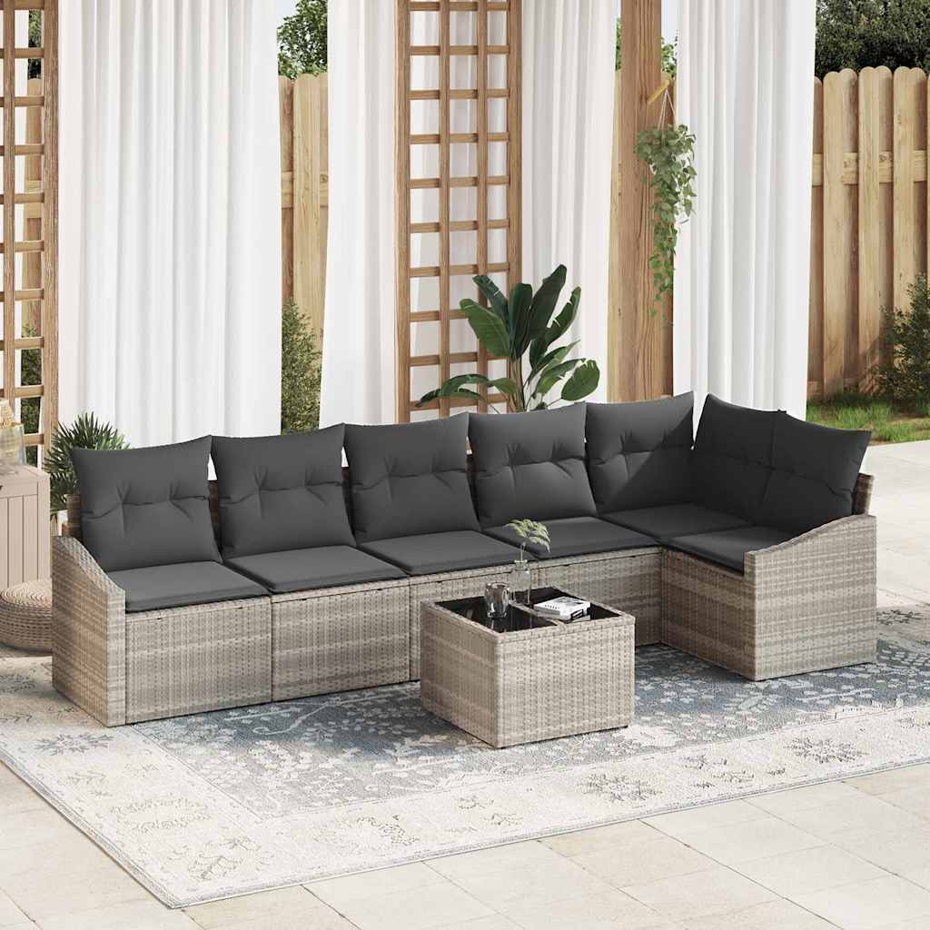 vidaXL Conjunto de Sofás com almofada 6 pcs Preto vime PE