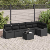 vidaXL Conjunto de Sofás com almofada 6 pcs Preto vime PE