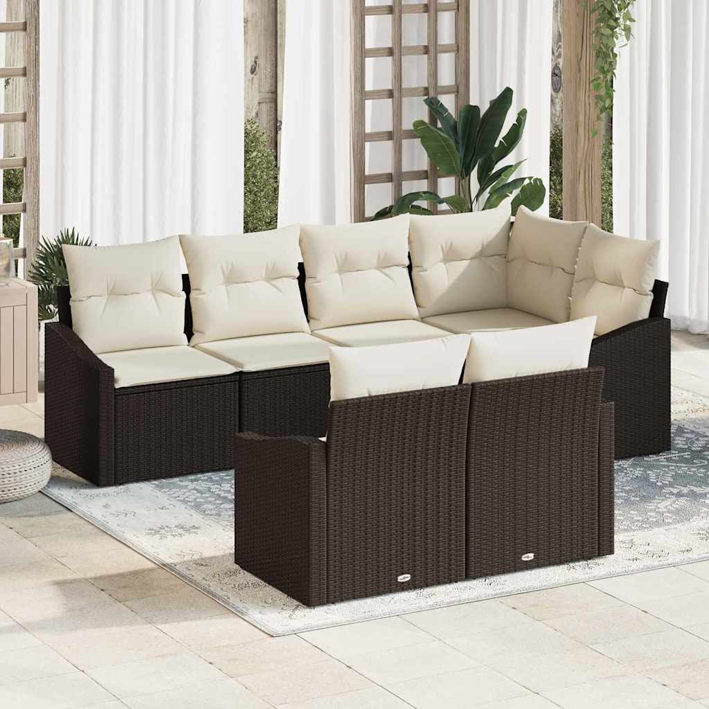 vidaXL Conjunto de Sofás com almofada 7 pcs Preto vime PE
