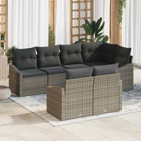 vidaXL Conjunto de Sofás com almofada 7 pcs Preto vime PE