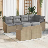 vidaXL Conjunto de Sofás com almofada 7 pcs Preto vime PE