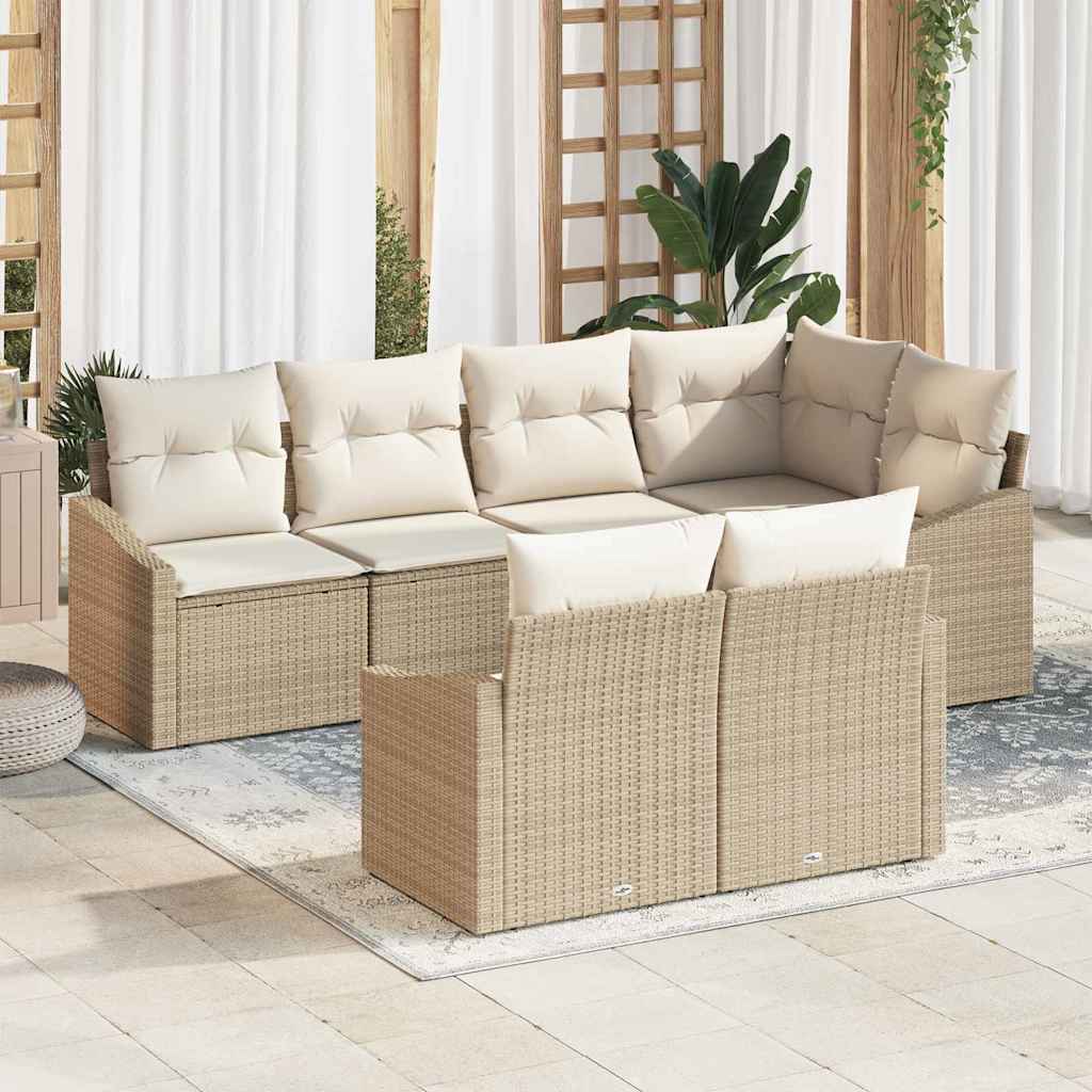 vidaXL Conjunto de Sofás com almofada 7 pcs Preto vime PE