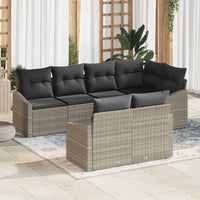 vidaXL Conjunto de Sofás com almofada 7 pcs Preto vime PE