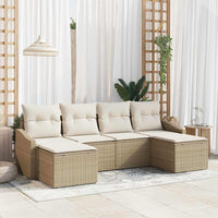 vidaXL Conjunto de Sofás com almofada 6 pcs Preto vime PE