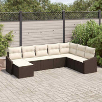 vidaXL Conjunto de Sofás com almofada 8 pcs Preto vime PE