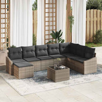 vidaXL Conjunto de Sofás com almofada 8 pcs Preto vime PE