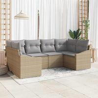 vidaXL Conjunto de Sofás com almofada 6 pcs Preto vime PE