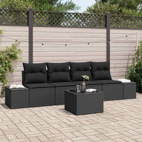 vidaXL Conjunto de Sofás com almofada 5 pcs Preto e Creme vime PE