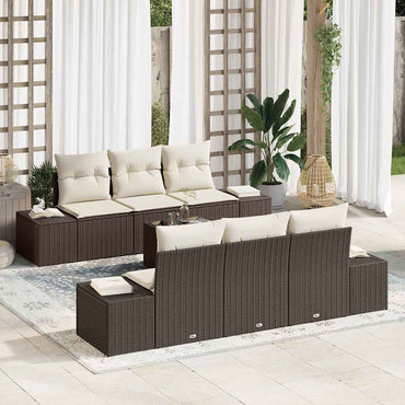 vidaXL Conjunto de Sofá de Jardim com almofada 7 pcs Preto vime PE