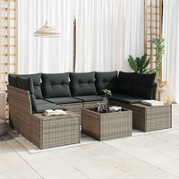 vidaXL Conjunto de Sofá de Jardim com almofada 7 pcs Preto vime PE