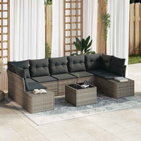 vidaXL Conjunto de Sofá de Jardim com almofada 8 pcs Preto vime PE