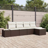 vidaXL Conjunto de Sofá de Jardim com almofada 5 pcs Preto vime PE