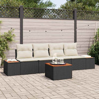 vidaXL Conjunto de Sofá de Jardim 5 pcs Preto Rattan Sintético