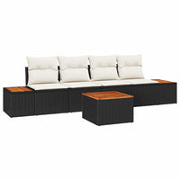 vidaXL Conjunto de Sofá de Jardim 5 pcs Preto Rattan Sintético