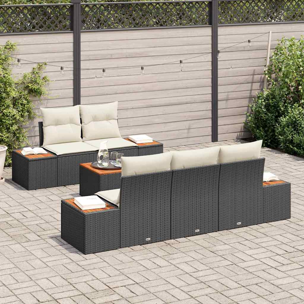 vidaXL Conjunto de Sofá de Jardim 6 pcs Preto Rattan Sintético