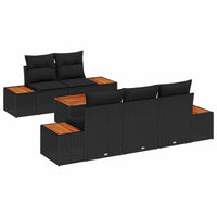 vidaXL Conjunto de Sofá de Jardim 6 pcs Preto Rattan Sintético