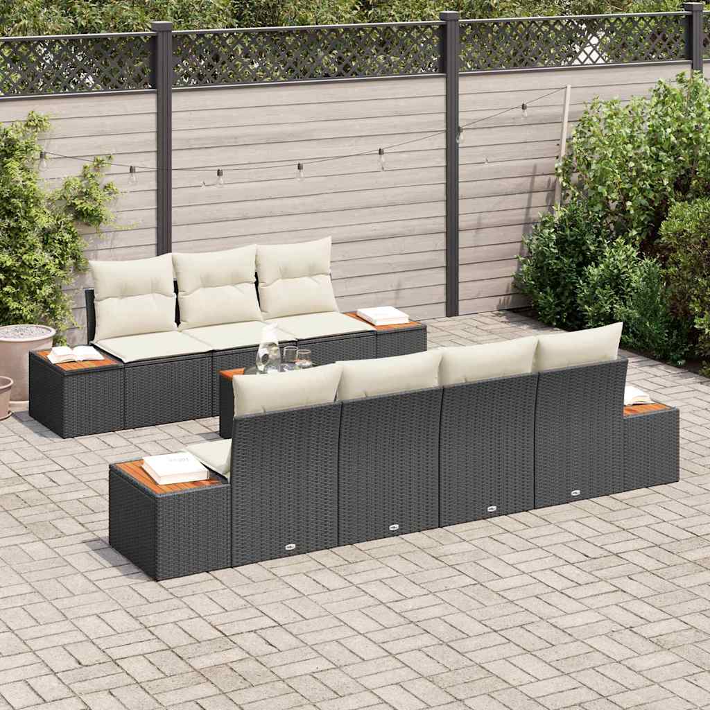vidaXL Conjunto de Sofá de Jardim 8 pcs Preto Rattan Sintético