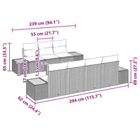 vidaXL Conjunto de Sofá de Jardim 8 pcs Preto Rattan Sintético