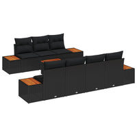 vidaXL Conjunto de Sofá de Jardim 8 pcs Preto Rattan Sintético