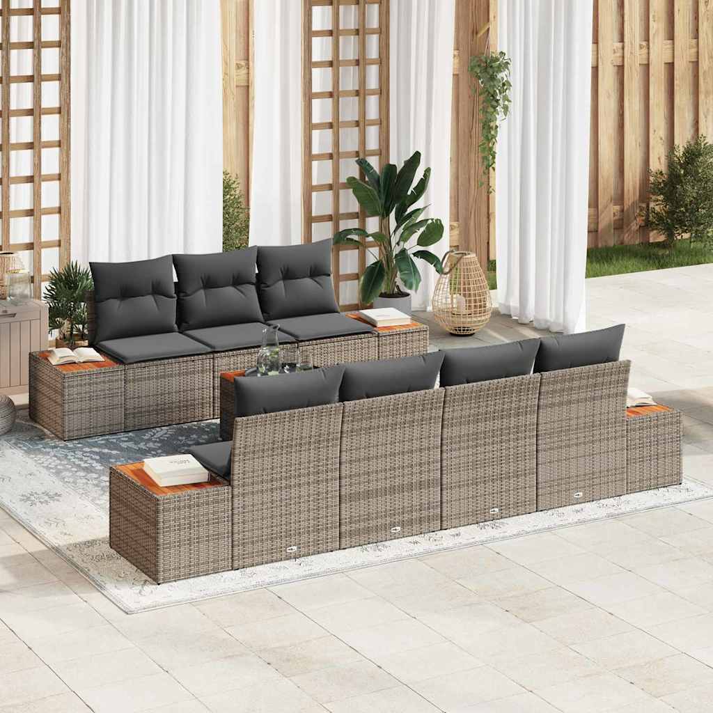 vidaXL Conjunto de Sofá de Jardim 8 pcs Preto Rattan Sintético