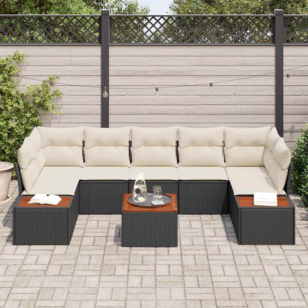 vidaXL Conjunto de Sofá de Jardim 8 pcs Preto Rattan Sintético