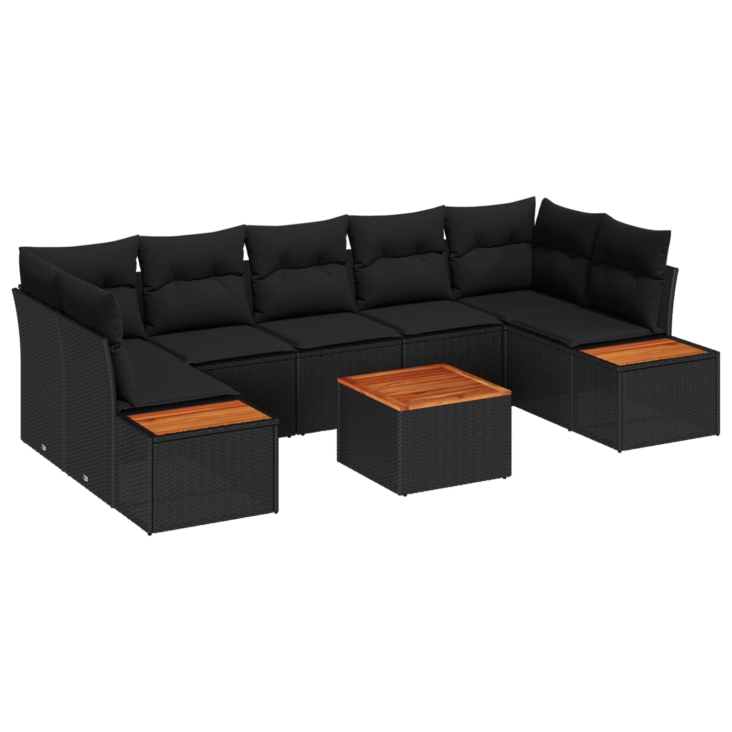 vidaXL Conjunto de Sofá de Jardim 8 pcs Preto Rattan Sintético