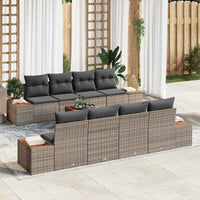 vidaXL Conjunto de Sofá de Jardim 9 pcs Preto Rattan Sintético